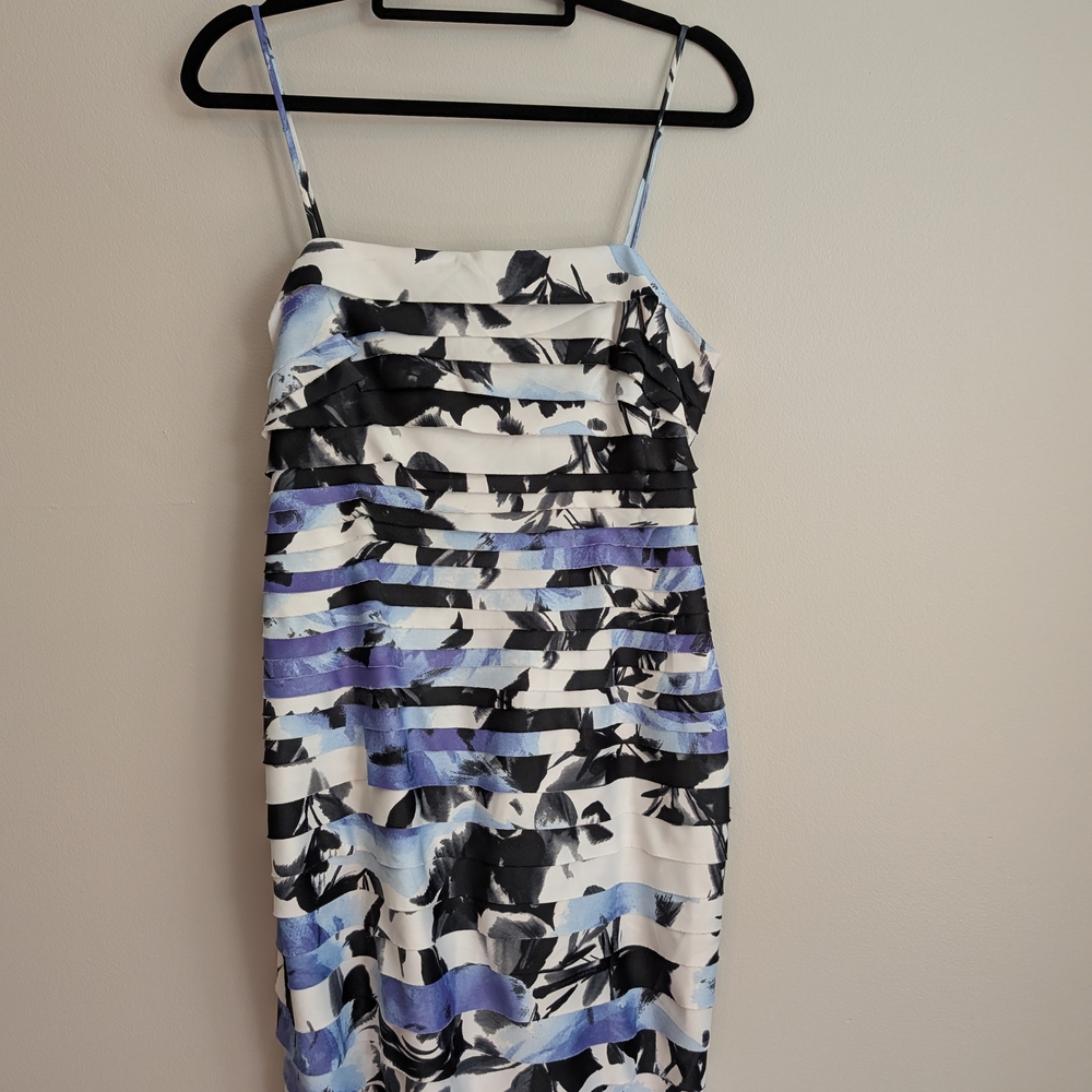 Connected Apparel Black and Blue Strapless Dress